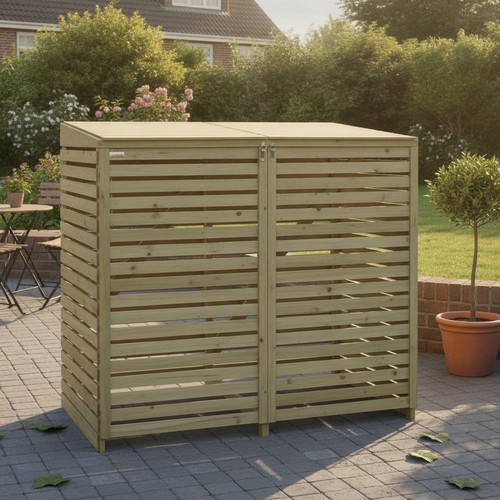Large wooden garden bin store - large,