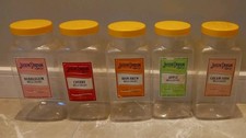 5x CLASSIC OLD JOSEPH DOBSON & SONS USED EMPTY PLASTIC SWEET SHOP JARS ORIGINAL