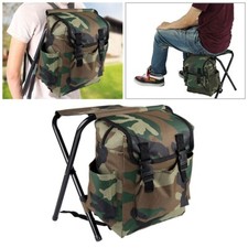 2in1 Oxford Fishing Tackle Backpack Bag Camping Hiking Foldable Stool Seat Chair