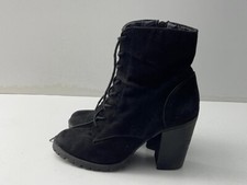 Just Fab Ladies Black Textile Lace/Zip Up Heeled Ankle Boots UK 5 EUR 37.5 B140