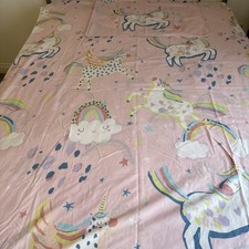 Next - Single Kids Duvet Cover & 1 Pillowcase - Pastel Pink Unicorns Rainbow
