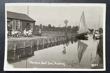 PC RP HICKLING PLEASURE BOAT INN NORFOLK BROADS SAILING BOATS RIVERBANK SCENE