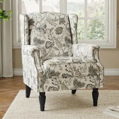 Beige floral plant accent arm - accent,