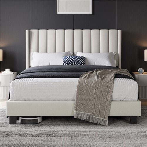 Double upholstered bed frame - bed,