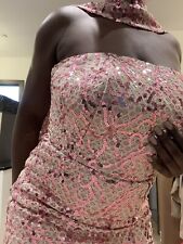 Nigerian  Aso Ebi Pink Sequin Boob tube Dress
