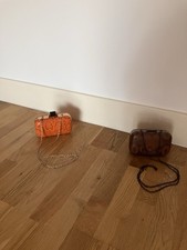 2 BETH JORDAN Clutch Bags Box Style Small Size Detachable Chain Strap