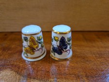 Vintage AYNSLEY Collectable Thimbles BUTTERFLY designs X2 Excellent Condition.