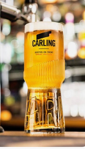 Carling pint glass ribbed - pint,