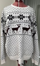 SOUL STAR Christmas jumper reindeer and stars snow - used Xmas Festive Size XXL