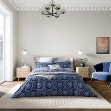 Bedeck of Belfast Ellis Stripe Blue Cotton Duvet Cover Set - King Size A