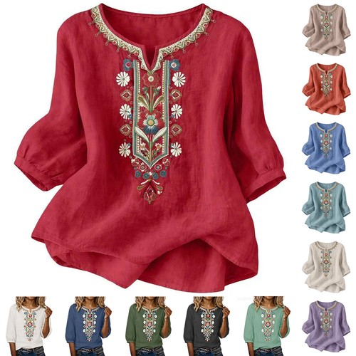 Ladies summer neck linen - v,