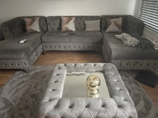 U Shape Chesterfield Sofa Grey