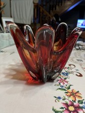 Vintage amber glass vase art - vintage,