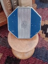  Vintage Aer Deco Bourjois Powder Compact Mirror Silver Tone & Blue Enamel