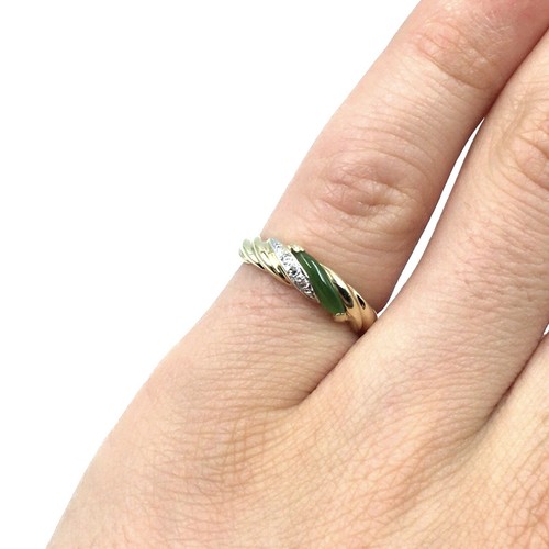 14kt yellow gold - , jade