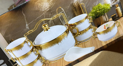 Amara white gold ceramic soup