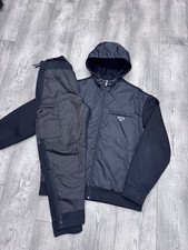 Mens PRADA Re-Nylon Tracksuit Set Top & Bottoms Black RRP £3000+