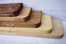 Shelf with curved rounded edges SOLID WOOD incl.concealed brackets RUSTIC CHUNKY