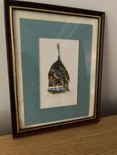 Vintage Framed Hand painted Parrot Feather Costa Rica Gallery Wall