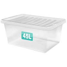 Clear Plastic Storage Box Boxes With Lids UK BRITISH MADE Home Office Stackable