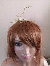 Unique Handmade Tiara Or Fascinator Gold Coloured Beads, Wiring And Faux Pearls