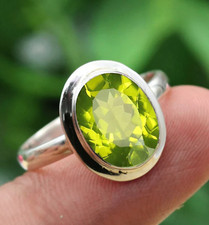 Peridot Ring Gemstone 925 Sterling Silver Handmade Beautiful Ring All Size MK*