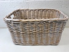 Large White Washed Willow Rectangular Log/ Toy / Storage Basket 22" x 15" x 11"