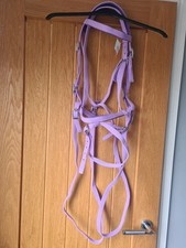 Lilac / Purple Full Size Nylon Webbing Synthetic Flash Bridle With Reins