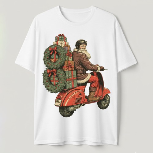 Vintage santa claus scooter - claus, on
