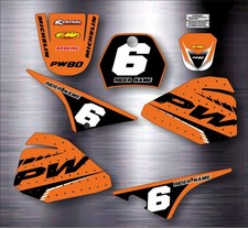 YAMAHA PW 80 ORANGE GRAPHICS inc. Rider Name and Number Custom Stickers decals