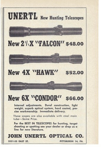 1949 unertl optical hunting - unertl,