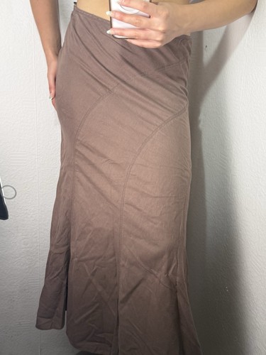 Womens brown long skirt flared - brown,