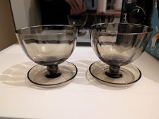 Two Vintage Smoked Glass
