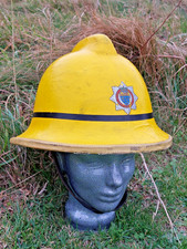 Large West Sussex Fire Brigade Yellow LF Fireman's Helmet, Vintage 1991 Cromwell