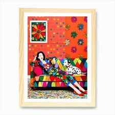 Woman Laying On A Colorful