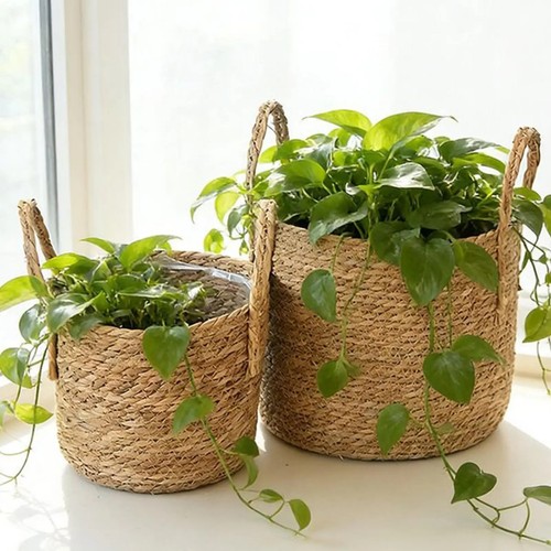 Woven seagrass planter basket - seagrass,
