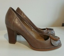 M&S Autograph Insolia Taupe Mocha Brown Leather High Heel Shoes UK 4