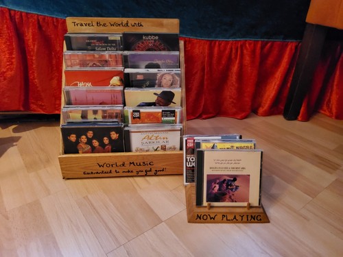 Wooden tier display stand - cd,