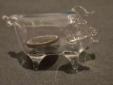 Two Glass Pigs, one with a 5p