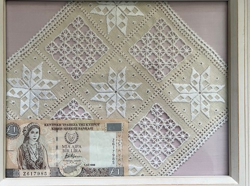 Lefkara lace doily framed - lefkara,