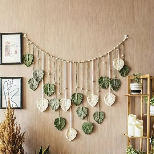 Boho macrame tapestry leaf - tapestry,