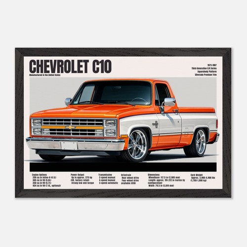 1973 1987 chevy c10 - chevy, poster