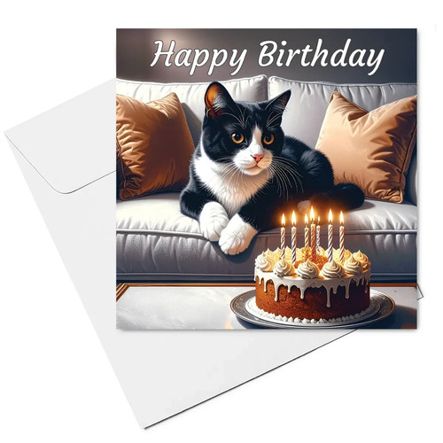 Cat birthday card - cat,