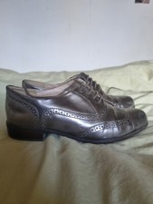 Clarks Hamble Oak Brogues Metallic Silver Womens Size 4.5 37.5 Worn Once