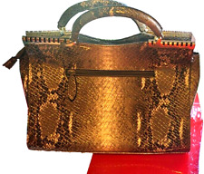 Michael Kors women Python Snake embossed beige/black leather bag