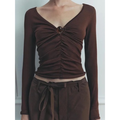 Zara chocolate brown ruched - zara,