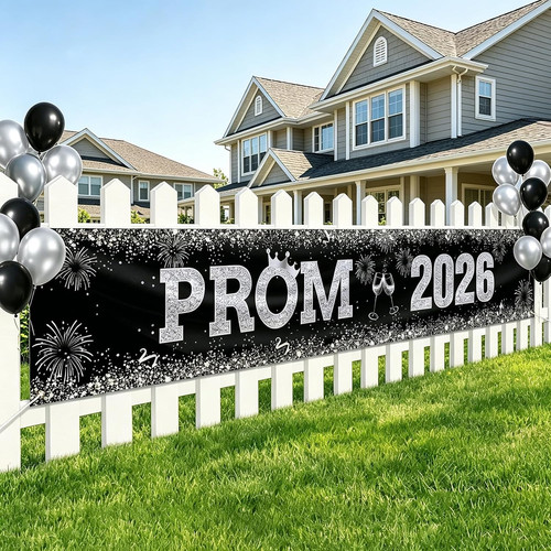 Prom 2026 banner black silver - 2026,