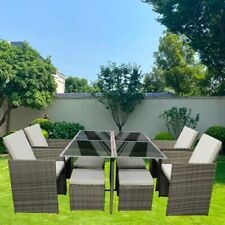 RATTAN GARDEN FURNITURE CUBE SET CHAIRS TABLE OUTDOOR PATIO RATTAN 8 SEATER