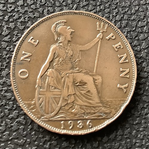 1936 king george one penny - v,