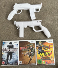2x Zapper Gun Nintendo Wii Bundle w/ 3x Games COD, Nerf, Link, Shooter, Tested